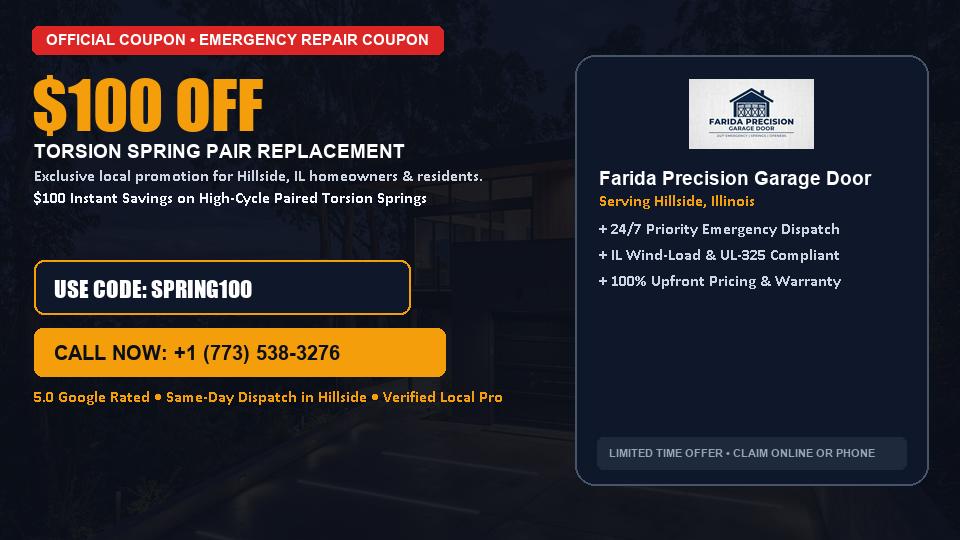 Farida Precision Garage Door $100 OFF Dual Torsion Spring Replacement