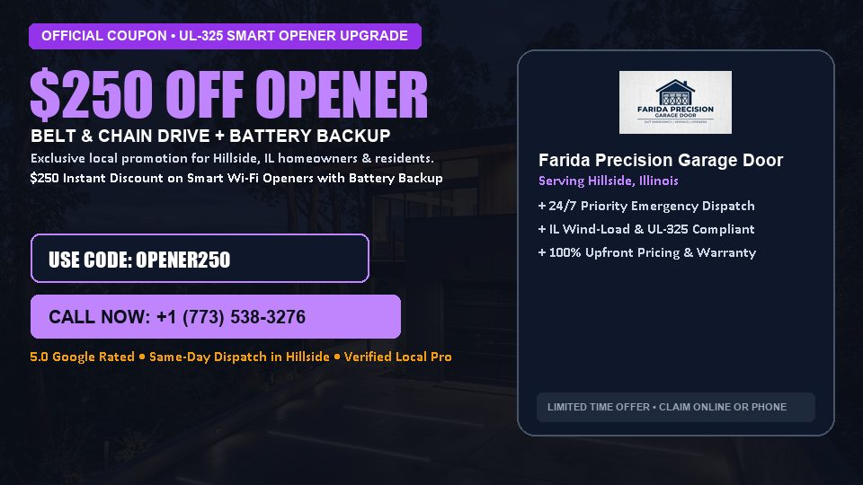 Farida Precision Garage Door $250 OFF Premium LiftMaster Opener Installation in Hillside, IL